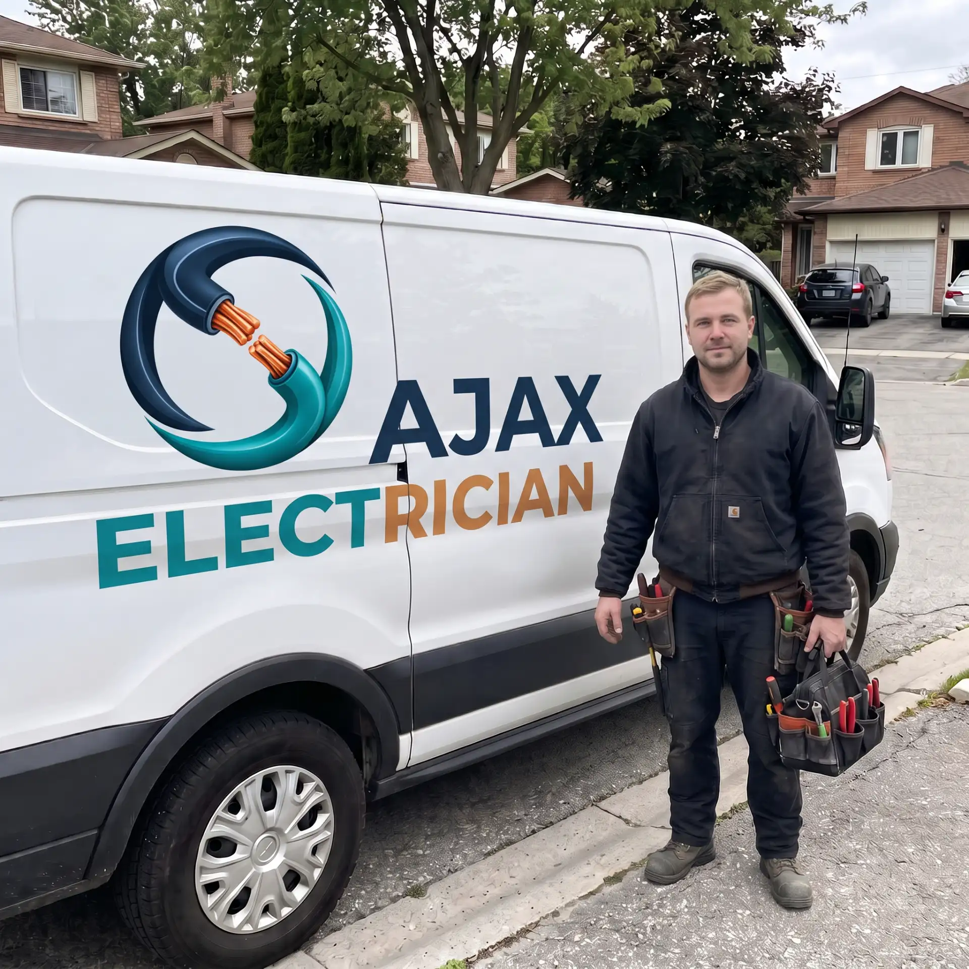 Electrician Ajax branded service vehicle